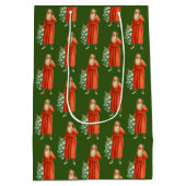 オールドワールドサンタクロースヴィンテージクリスマスホリデー ミディアムペーパーバッグ (裏面)