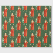 オールドワールドサンタクロースヴィンテージクリスマスホリデー ラッピングペーパー (フラット)