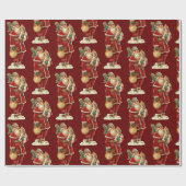 オールドワールドサンタビンテージクリスマスホリデー ラッピングペーパー (フラット)