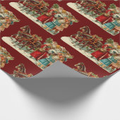 オールドワールドサンタヴィンテージクリスマスホリデースそり ラッピングペーパー (角)