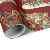 オールドワールドサンタヴィンテージクリスマスホリデースそり ラッピングペーパー (ロールコーナー)