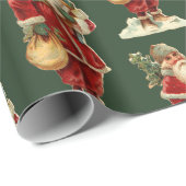 オールドワールドサンタヴィンテージクリスマスホリデーラッピング ラッピングペーパー (ロールコーナー)