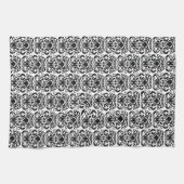 オールドワールドダマスクブラックオンホワイト キッチンタオル (横)