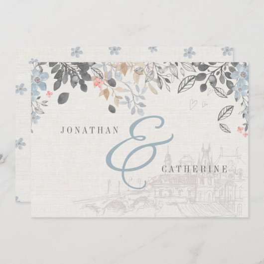 オールドワールドチャームブライダルシャワー招待 招待状 (正面/裏面)