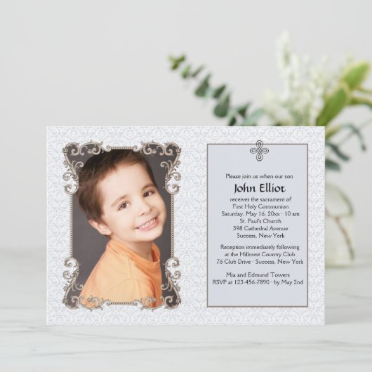 オールドワールドブルーダマスクフォト宗教的招待状 招待状 (スタンド正面)