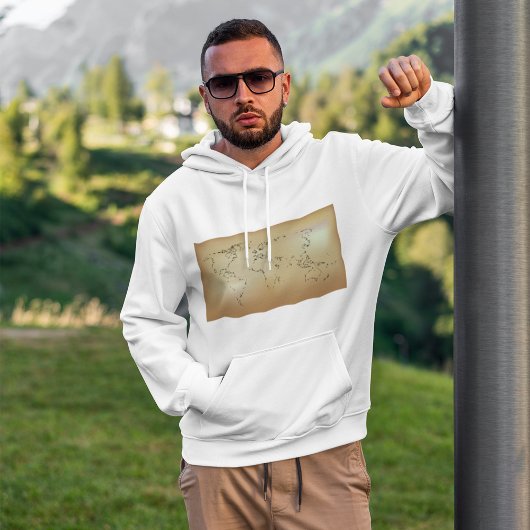 オールドワールドマップフード付きスウェットシャツ パーカ