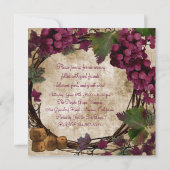 オールドワールドヴィンテージ赤い緑のブドウのワインの試飲 招待状 (裏面)