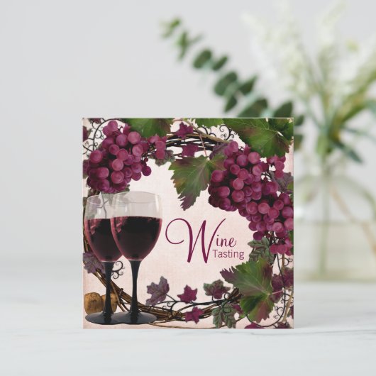 オールドワールドヴィンテージ赤い緑のブドウのワインの試飲 招待状 (スタンド正面)