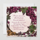 オールドワールドヴィンテージ赤い緑のブドウのワインの試飲 招待状 (裏面)