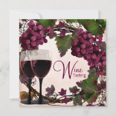 オールドワールドヴィンテージ赤い緑のブドウのワインの試飲 招待状 (正面)