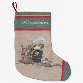 オールドワールド素朴サンタクロースのクリスマスヴィンテージ スモールクリスマスストッキング (正面)