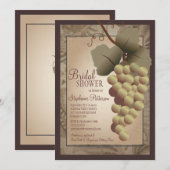 オールドワールド トスカーナのブドウの木のワインブライダルシャワー 招待状 (正面/裏面)