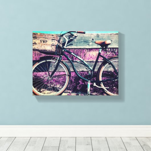 オールドヴィンテージアンティーク自転車ビーチクルーザーバイク キャンバスプリント (インサイチュ (ウッドフロア))