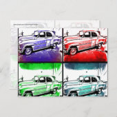 オールドヴィンテージカーウォーターカラーポップ・アートのアートプリント ポストカード (正面/裏面)
