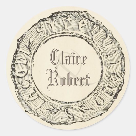 オールドヴィンテージシールスタイルおとぎ話結婚の ラウンドシール (正面)