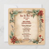 オールドヴィンテージホリークリスマスディナー招待状 招待状 (正面)