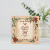 オールドヴィンテージホリークリスマスディナー招待状 招待状 (スタンド正面)