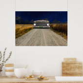 オールドヴィンテージラットロッドピックアップトラックゾンビドライバー ポスター (キッチン)