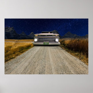 オールドヴィンテージラットロッドピックアップトラックゾンビドライバー ポスター