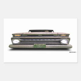 オールドヴィンテージラットロッドピックアップトラックゾンビドライバー 長方形シール