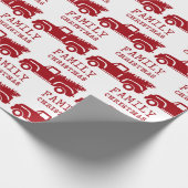 オールドヴィンテージレッドファームトラックファミリークリスマスプリント ラッピングペーパー (角)