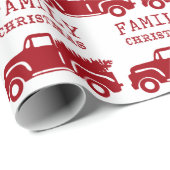 オールドヴィンテージレッドファームトラックファミリークリスマスプリント ラッピングペーパー (ロールコーナー)