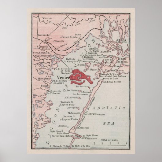 オールドヴェネツィアイタリアの地図(1912)ヴィンテージヴェネツィアイタリア ポスター (正面)