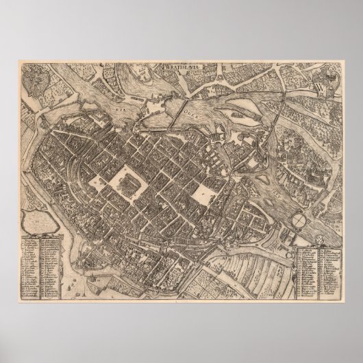 オールドヴロツワポーランドの地図(1588)ヴィンテージブレスラウ市 ポスター (正面)