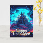 オールド不気味ハ幽霊のよく出るウス |ハッピーハローウィン カード (黄色い花)