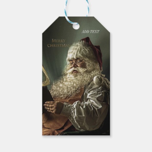 オールド写真オブサンタクロース魔法の休日 ギフトタグ (正面)