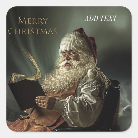 オールド写真オブサンタクロース魔法の休日 スクエアシール (正面)