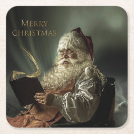 オールド写真オブサンタクロース魔法の休日 スクエアペーパーコースター