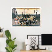 オールド日本のブリッジ浮世絵 ポスター (ホームオフィス)