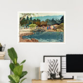 オールド日本のブリッジ浮世絵 ポスター (ホームオフィス)