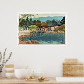 オールド日本のブリッジ浮世絵 ポスター (キッチン)