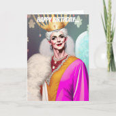 オールド王室のクイーンおもしろいゲイ誕生日 カード (正面)