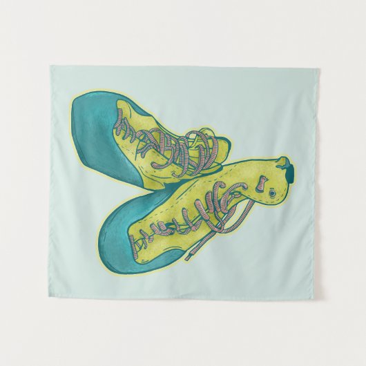 オールド登山シューズロック登山 タペストリー (正面(横))