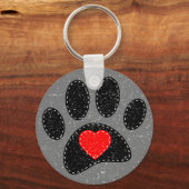 オールド紙プリントドッグ恋人 キーホルダー (正面)