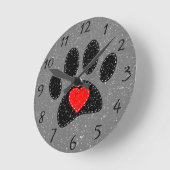 オールド紙プリントドッグ恋人 ラウンド壁時計 (傾斜)