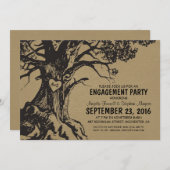 オールド素朴オークの木婚約パーティ 招待状 (正面/裏面)