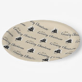 オールド素朴カントリーファッションドクリスマスの木ベージュ ペーパープレート (アングル)