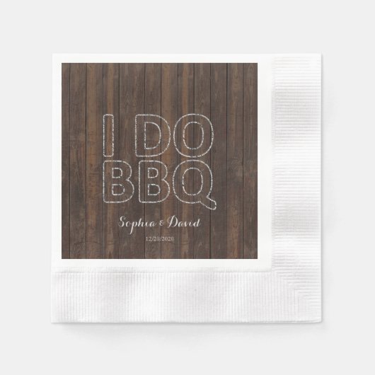 オールド素朴バーンストリングライトI DO BBQ 縁ありカクテルナプキン (正面)