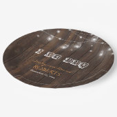 オールド素朴バーンメイソンジャールストリングライツBBQをする ペーパープレート (アングル)