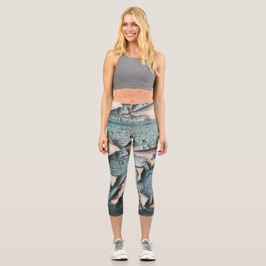 オールド素朴ブルーグリ絵を描ンウッドカスタムモノグラム カプリレギンス (正面)