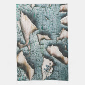 オールド素朴ブルーグリ絵を描ンウッドカスタムモノグラム キッチンタオル (縦)