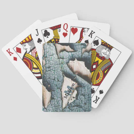 オールド素朴ブルーグリ絵を描ンウッドカスタムモノグラム トランプ (裏面)