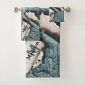 オールド素朴ブルーグリ絵を描ンウッドカスタムモノグラム バスタオルセット (インサイチュ)