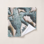 オールド素朴ブルーグリ絵を描ンウッドカスタムモノグラム バスタオルセット (ウォッシュタオル)