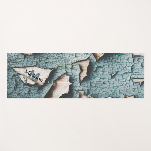 オールド素朴ブルーグリ絵を描ンウッドカスタムモノグラム ヨガマット (正面(横))