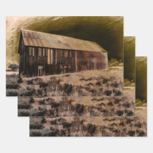 オールド素朴ヴィンテージブラウンバーンナイトスカイ ラッピングペーパーシート (セット)